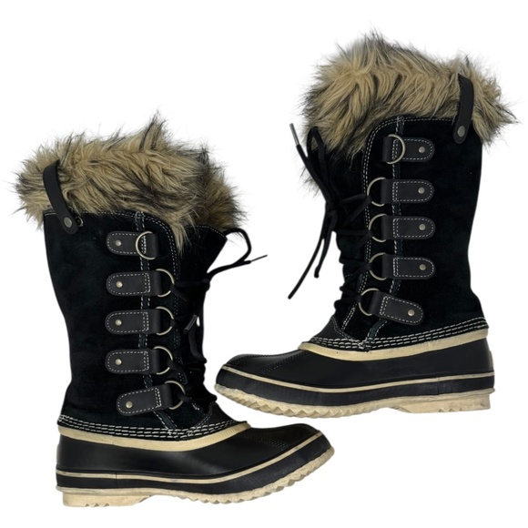 SOREL Joan of Arctic II Black Suede Faux Fur Waterproof Snow Boots - Picture 8 of 12